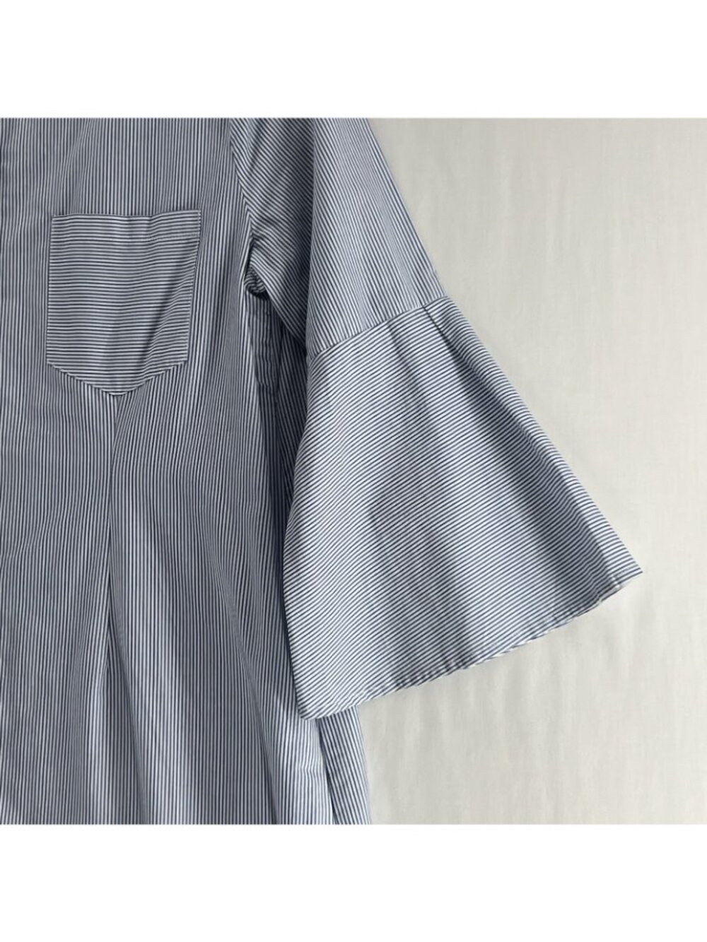 Joes Jeans Shirt Dress Women L Bell Sleeve Button Up Collared Striped Blue White - Picture 10 of 14
